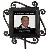 Personalized Photo+Text Wrought Iron Stake Grave Memorial-12